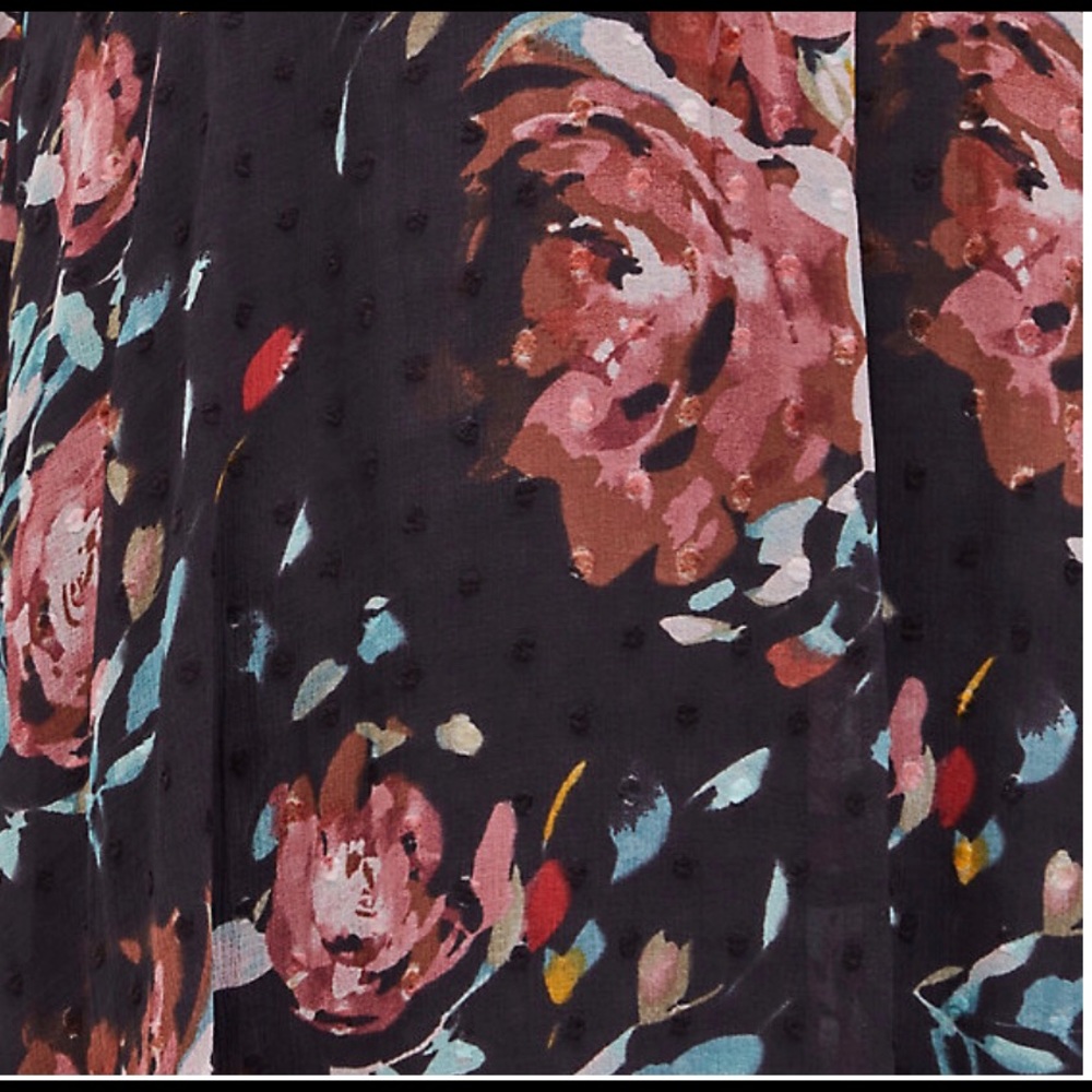 Torrid Swiss Dot Floral Wrap Dress (Dark Gray) - Picture 5 of 6